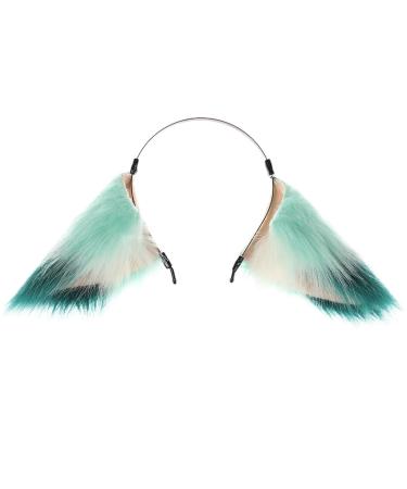 amangul Wolf Ear Headband Kitten Girls Cosplay Accessories Beast Green Ears Fursuit Masquerade Halloween Cosplay Party