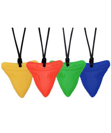 Sensory Chew Necklace for Kids and Adults Shark Tooth Chew Necklaces for Boys Girls with Autism ADHD Fidgeting Needs Sensory Chew Toys for Kids 4 Pack