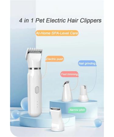Petstyle Pro 4 Different Blades Lettuce Pets Grooming Set Pet Style 4 Different Blades 4 in 1 Cordless Electric Trimmer Dog Grooming Kit Low Noise Pet Clippers for Dog Grooming Paws Eyes Nails (White) - Buy Online on GoSupps.com