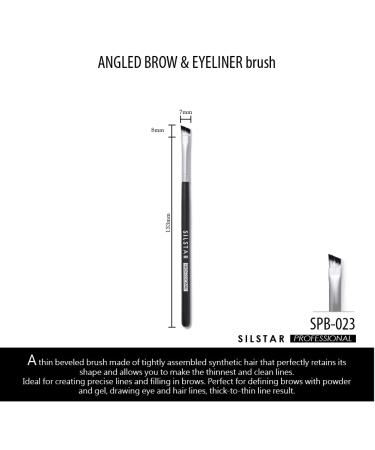 SILSTAR Professional Angled Brow & Eyeliner Brush - Cruelty-Free Synthetic Hair Makeup Brush with Natural Birch Wooden Handle - Made in Korea - Buy Online on GoSupps.com