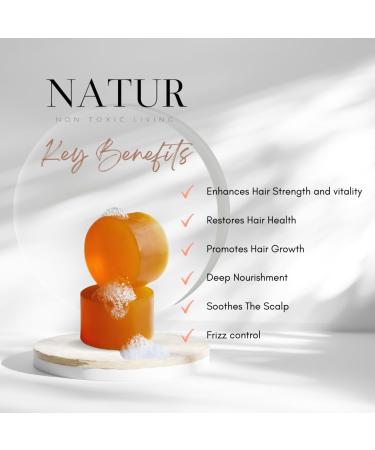 Natur Shampoo Bar - Salon Quality Vegan Formula | Non-Toxic Paraben-Free Zero Waste | Coconut & Rosemary | Deep Cleansing & Hair Growth | Natural Ingredients 3 oz - Buy Online on GoSupps.com