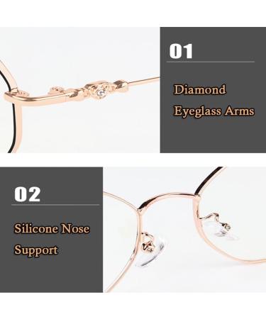 Metal Reading Glasses for Women - Modern Anti Blue Light Computer Readers | Gold - Size 1.5+ - Buy Online on GoSupps.com