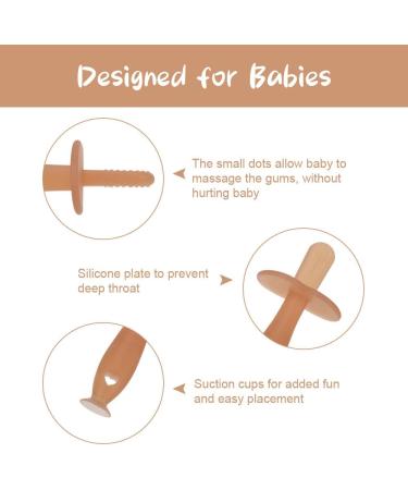 Vicloon Teething Toys for Baby 2pcs Teether Toy Silicone Baby Teether with Suction Cup Baby Teething Toy with 2 Anti-Lost Chain Teething Ring for 2 Months Above Infant Sore Gums Pain Relief(Brown) S-Suckers brown - Buy Online on GoSupps.com