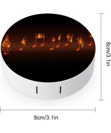 Fire Burning Musical Notes Round Case For Contact Lens Kit Storage Box with Mirror Printed - Buy Online on GoSupps.com