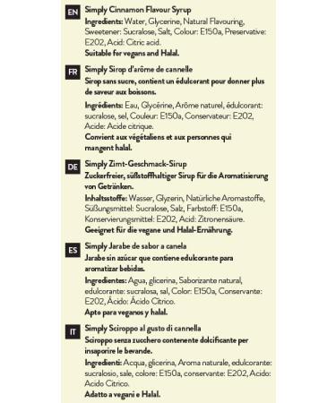 Simply Sugar Free Cinnamon Syrup - Vegan, Nut-Free, Low Calorie Flavouring for Coffee, Cocktails & Baking (1 Litre) - Buy Online on GoSupps.com