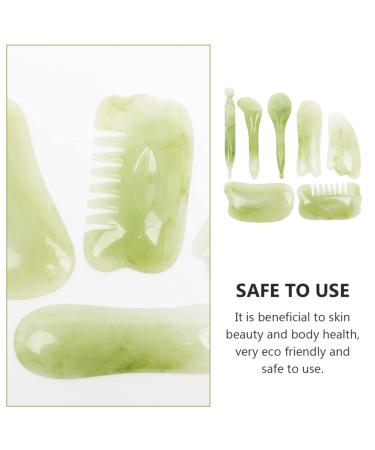 Healeved 7pcs Gua Sha Massage Set | Jade & Resin Scraping Tools for Self Massage | Chinese Body Care | Light Green - Perfect for International Shipping - Buy Online on GoSupps.com