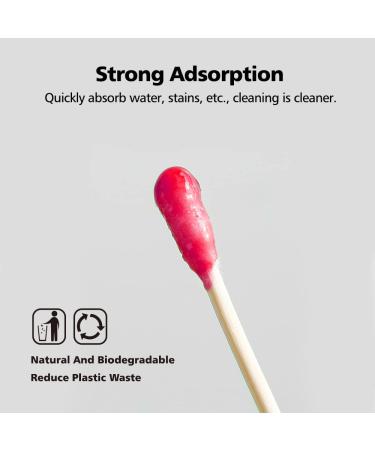 Organic Cotton Swabs 400 Pcs - Natural Bamboo Biodegradable Double Tipped q tips for Ears & Makeup | Wooden Sticks | 400Pcs Pack - Buy Online on GoSupps.com