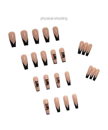 RikView Dragon Design Long Coffin Fake Nails - Black Acrylic Nails - Buy Online on GoSupps.com