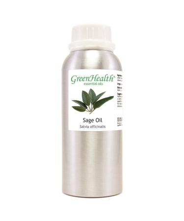 GreenHealth Sage 8 fl oz (237 ml) Aluminum Bottle w/Plug Cap 100% Pure Essential Oil  - Buy Online on GoSupps.com