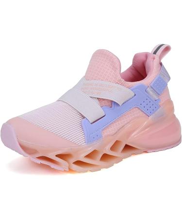 Coolloog Kids Sneakers - Lightweight Breathable Sport Shoes for Boys and Girls | Orange Pink - Size 1 Big Kid - Buy Online on GoSupps.com