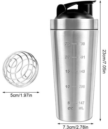 Gobesty 750ml Stainless Steel Protein Shaker Bottle | Fitness Shaker Cup with Mixing Ball | Durable Sports Water Bottle for Men & Women - International Shipping Available - Buy Online on GoSupps.com