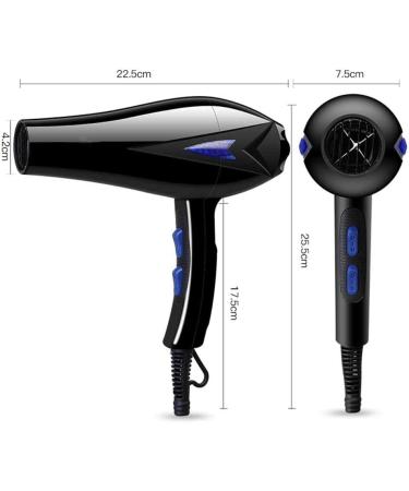 Professional Hair Dryer Lightweight Hairdryer 1200w Salon Blow Dryer with Nozzle Attachment 3 Heat 2 Speed Overheating Protectio Fast Drying Time and Low Noise for Salon and Home Use Black Small - Buy Online on GoSupps.com