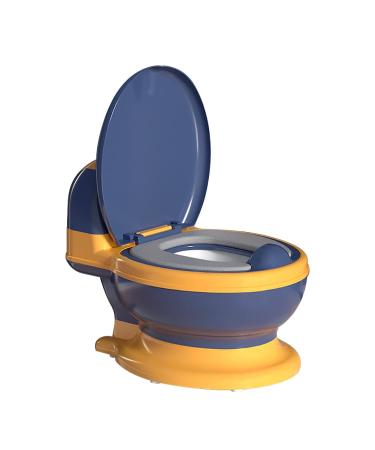 Potty Training Toilet, Realistic Potty Training Seat, Toddler Potty Chair with Soft Seat, Removable Potty Pot, Toilet Tissue Dispenser and Splash Guard, Non-Slip for Toddler& Baby& Kids Mellow Yellow, Navy Blue