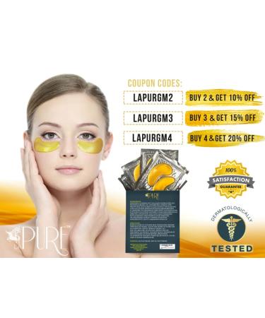 LA PURE 24K Gold Eye Treatment Masks - Revitalize & Brighten - 15 Pairs - Buy Online on GoSupps.com