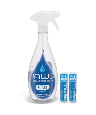 JAWS Glass Cleaner Bottle with 2 Refill Pods. Refillable Cleaning Supplies