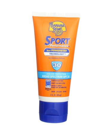 Banana Boat Sport Performance Sunscreen Lotion Travel Size SPF 30 3 Oz