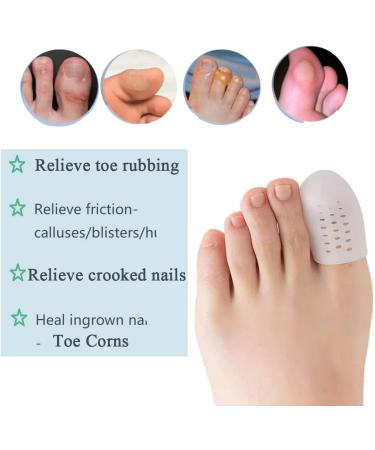 Breathable Silicone Big Toe Protectors | 12 Pcs | Pain Relief from Corns, Blisters, Ingrown Toenails | Women and Men | White Gel Toe Caps | Light Beige - Buy Online on GoSupps.com