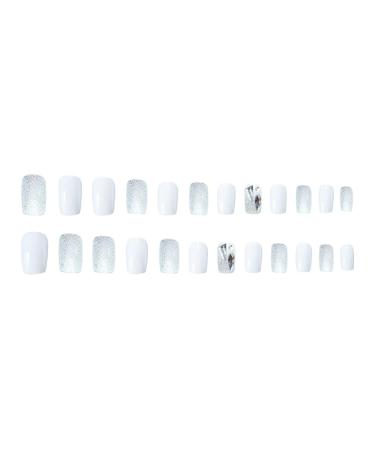 Shop Chtom Silver Simple Drill Fake Tabs - 24 American Nail Stickers with Nail Adhesive - Buy Online on GoSupps.com