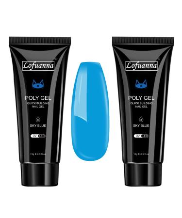 Lofuanna poly nail set 15ml 2 nail gel set gel nail extension gel quick extension building acrylic nail gel for technician starter diy salon kit (blue) blue