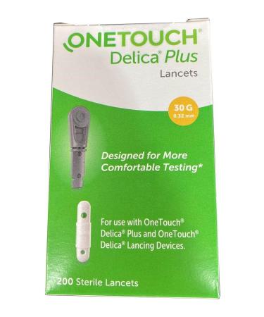 J&D International OneTouch Delica Plus 200 Lancets 30 Gauge 0.32mm
