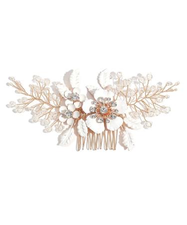 Beavorty Wedding Bride Hair Comb Bride Hair Accessories Wedding Hair Accessories Bridal Hair Accessories Flower Hair Side Comb Decorative Hair Comb Pearl Metal Manual Dinner Party White