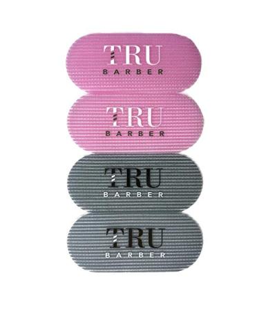 TRU BARBER HAIR GRIPPERS 2 COLORS BUNDLE PACK 4 PCS for Men and Women - Salon and Barber Hair Clips for Styling Hair holder Grips (Gray/Pink).