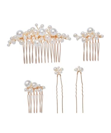 Ipetboom 1 Set Bride Wedding Hairpin Metal Hair Comb Bridal Hairpin Girls Hair Clips Wedding Hair Clips for Brides Flower Hair Clips for Women Zinc Alloy Big Pearl Hair Stick