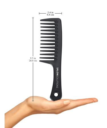 SALONSOLUTIONS Wide-Tooth Detangling Comb - Round Handle, Huge Size, Warm Black - 1PC - Buy Online on GoSupps.com