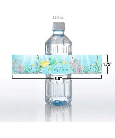 Cute Sea Turtle Baby Shower Waterproof Water Bottle Sticker Wrappers by AmandaCreation - 20 Labels (1.75 x 8.5 inches) - Buy Online on GoSupps.com