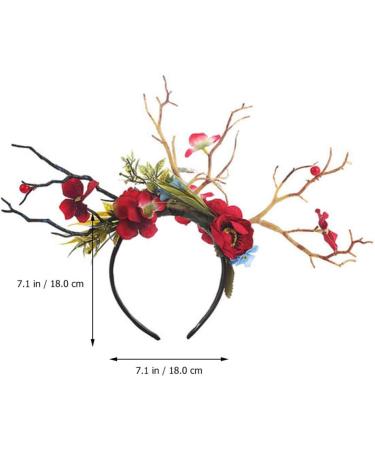 Lurrose headband Branch Antler Headdress Elf Flower Headwear antler flower floral hair garland Forest Hair Accessory christmas party favor halloween headpiece antlers plastic Fairy - Buy Online on GoSupps.com