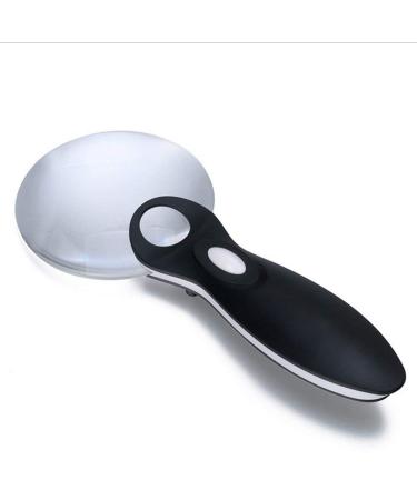 Led Glass Handheld Illuminated Magnifier Lighting Reading with Lamp 3X 6X HD Lens Acric Loupe for Read Books Newspaper Maps Needlework Repair Black Made in China