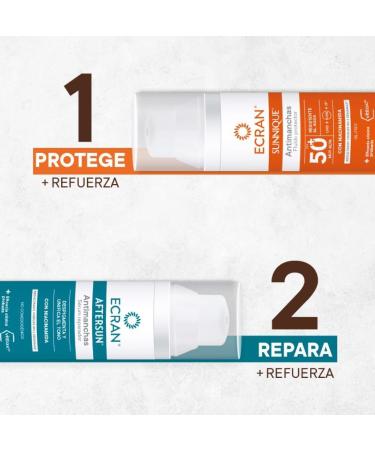  Ecran Sunscreen - Anti-dark spot facial sunscreen SPF 50+ with niacin protects against burns corrects imperfections evens skin tone formula with VitEox 80 - Pack of 2 x 50 ml - Buy Online on GoSupps.com