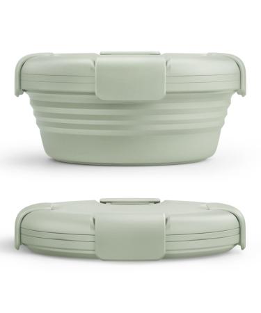 STOJO Collapsible Bowl - Sage Green, 36oz - Reusable Silicone Bowl for Hot and Cold Food - Perfect for Travel, Meal Prep, To-Go Lunch, Camping & Hiking - Microwave & Dishwasher Safe