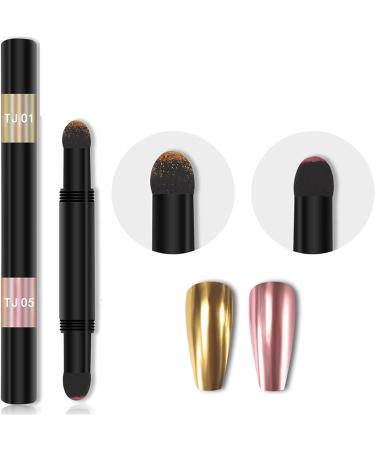 RoseFlower 6pcs Double Head Chrome Mirror Effect Nail Powder Pen - 12 Colors Glitter & Manicure Tool #4 - Buy Online on GoSupps.com