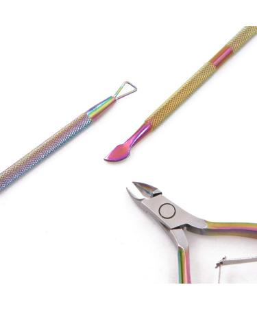 Stainless Steel Cuticle Pusher and Nipper Set - 3PCS Nail Art Manicure Tools - Buy Online on GoSupps.com