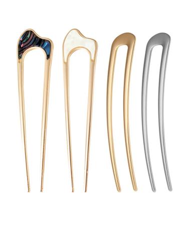 ARHZ 4 Pieces Hair Accessories Women's Hair Barrette U-Shaped French Style Chopstick Fork for Women Girls Accessory Comb Hair Reusable