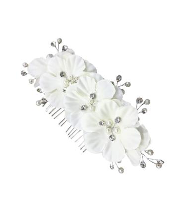 DOITOOL Rhinestones Hair Comb Hair Side Combs Bridal Hair Comb Bridal Hair Accessories Flower Side Comb Bridal Side Combs Korean White Headgear Bride