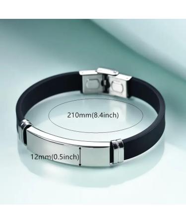 Engraved Stainless Steel Men's Bracelet - Casual Style with Silicone Band - Perfect Gift for Him - Buy Online on GoSupps.com