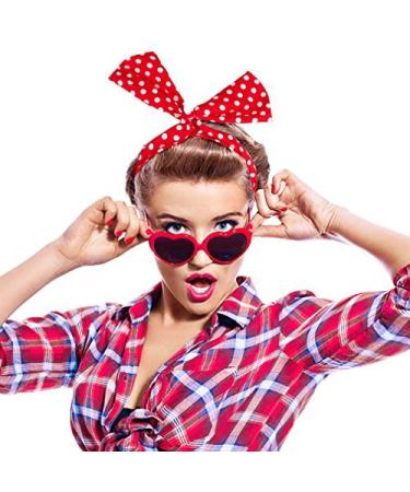 Boolavard Retro Bowknot Polka Dot Wire Headbands for Women & Girls - Black & Red (2 Pack) | Stylish Hair Accessories - Buy Online on GoSupps.com