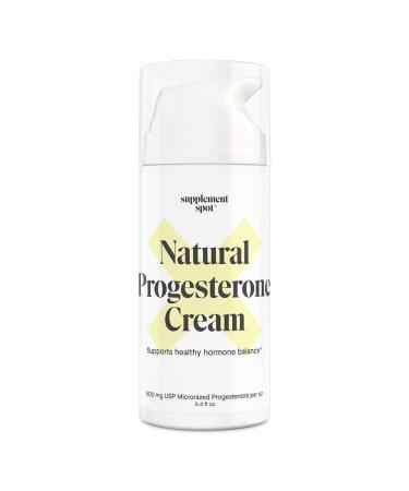 Supplement Spot Natural Progesterone Cream for Women  Micronized Bioidentical USP Progesterone Cream from Wild Yam for Menopause Relief & Mood Balance (3.4 oz  500mg Progesterone/oz)