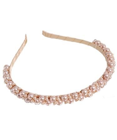 amangul Elegant Women's Hair Accessories Hairbands with Imitation Pearl Detail Fashionable Headpieces Headbands for Woman(Champagne One Size)