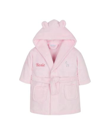 Style It Up Personalised Baby Kids Girls Boys Matching Set Dressing Gown Plush Fleece Robe Soft Cosy Velvet Warm Embroidery Gift 4-5 Years Pink