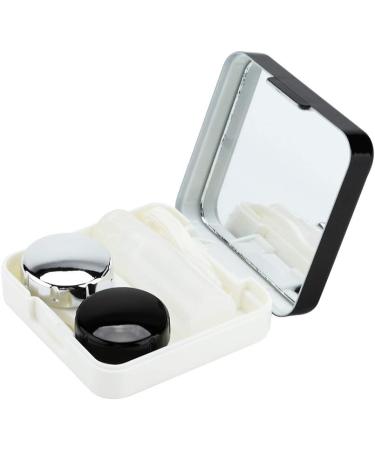 Uxsiya Mini Contact Lens Case Portable Contact Lens Container Mirror+Bottle+Container Holder+Tweezers for Travel Home Use(Black) - Buy Online on GoSupps.com