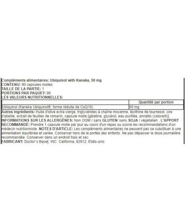 Doctor's Best Ubiquinol with Kaneka QH - 50mg 90 softgels | Cardiovascular Support and Natural Energy - Buy Online on GoSupps.com