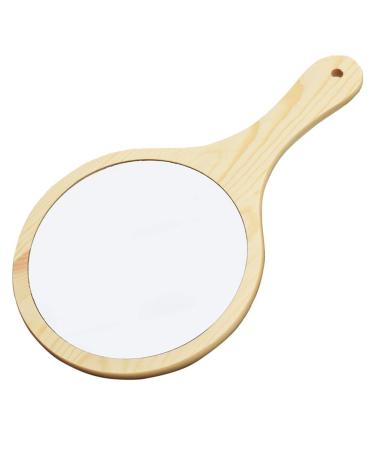 Easyinsmile Portable Wood Makeup Mirrors Personal Vanity Cosmetic Wooden Mirror with Handle (Small)