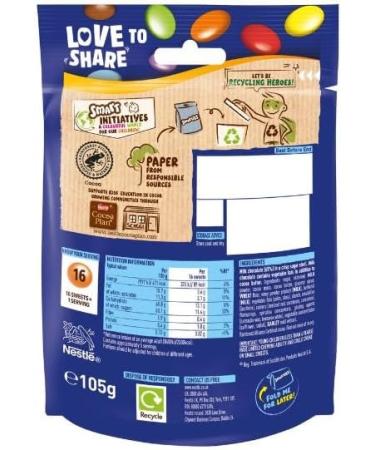 3 x Smarties Milk Chocolate Sharing Bag 105g Delicious Tasty And Twisty Treat Gift Hamper For Birthday Christmas Sold By Kidzbuzz - Buy Online on GoSupps.com
