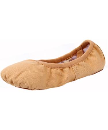 Buy Childwool Hard Lace Ballet Dance Shoes | Flat Yoga Sole Stretcher Slippers for Kids | Canvas Ballet Shoes in Light Brown - Buy Online on GoSupps.com
