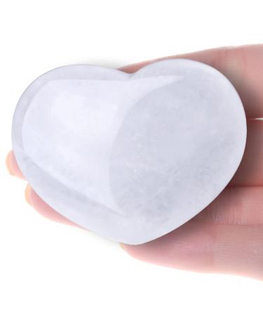 XIANNVXI 45mm 1.8" Clear Quartz Healing Crystals Heart Stones 100% Natural Crystals Gemstones Polished Love Puff Palm Stones Reiki Crystal Gifts White - Clear Quartz