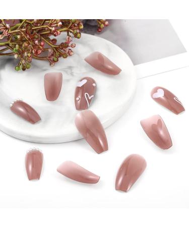 Sethexy Ballerina False Nails - Long Coffin Shape French Tips | High-Quality False Fingernails for Glamorous Looks - Buy Online on GoSupps.com