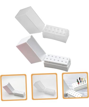 2pcs grinding head storage box nail storage organizer nail drill bits organizer nail drill bits holder nail bit nail art tools drill bit holder white plastic Storage rack manicure 8x7.2cm White - Buy Online on GoSupps.com